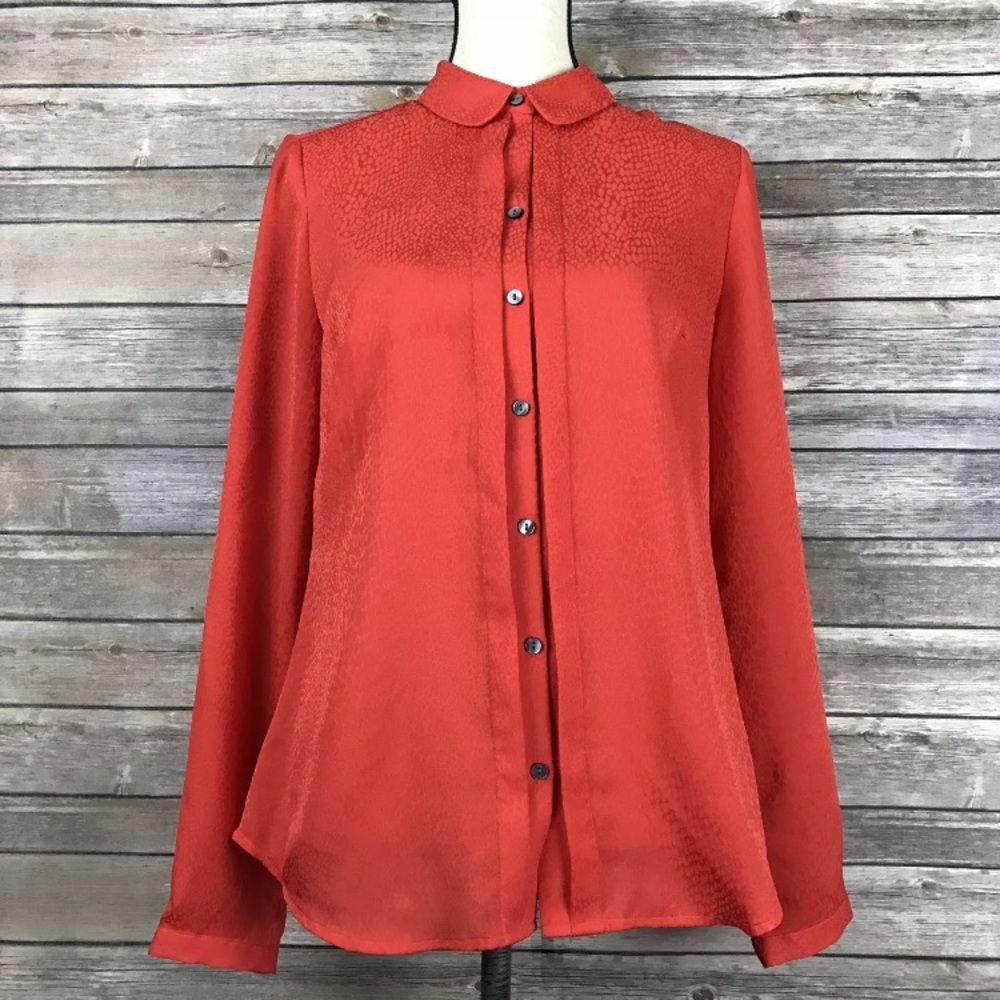 Ann Taylor Orange Animal Print Shirt Size 8